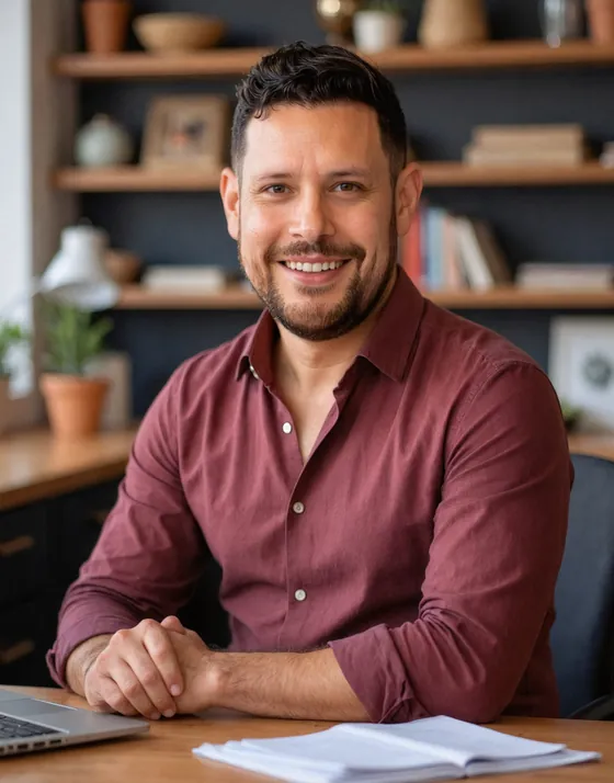 Jeremy Steiner, MD, PhD, DAOM, seated in his study.